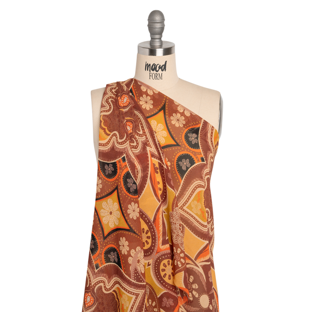 Mood Exclusive Brown Floralscape Viscose Georgette Mood Exclusive Brown Floralscape Viscose Georgette