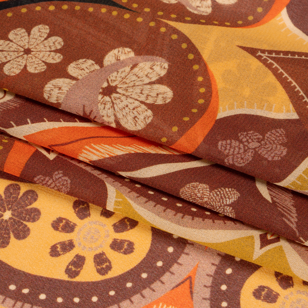 Mood Exclusive Brown Floralscape Viscose Georgette Mood Exclusive Brown Floralscape Viscose Georgette