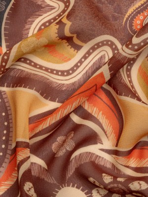 Mood Exclusive Brown Floralscape Viscose Georgette Mood Exclusive Brown Floralscape Viscose Georgette