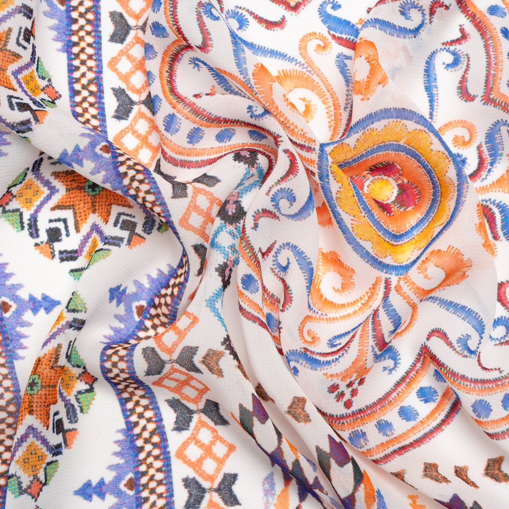 Mood Exclusive Blue Needle and Nostalgia Viscose Georgette Mood Exclusive Blue Needle and Nostalgia Viscose Georgette