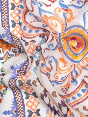 Mood Exclusive Blue Needle and Nostalgia Viscose Georgette Mood Exclusive Blue Needle and Nostalgia Viscose Georgette