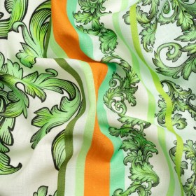 Viscose and Linen Woven Panel Print – Green and Orange Leafy Squares – Mood Exclusive Havana Spring Viscose and Linen Woven Panel Print – Green and Orange Leafy Squares – Mood Exclusive Havana Spring