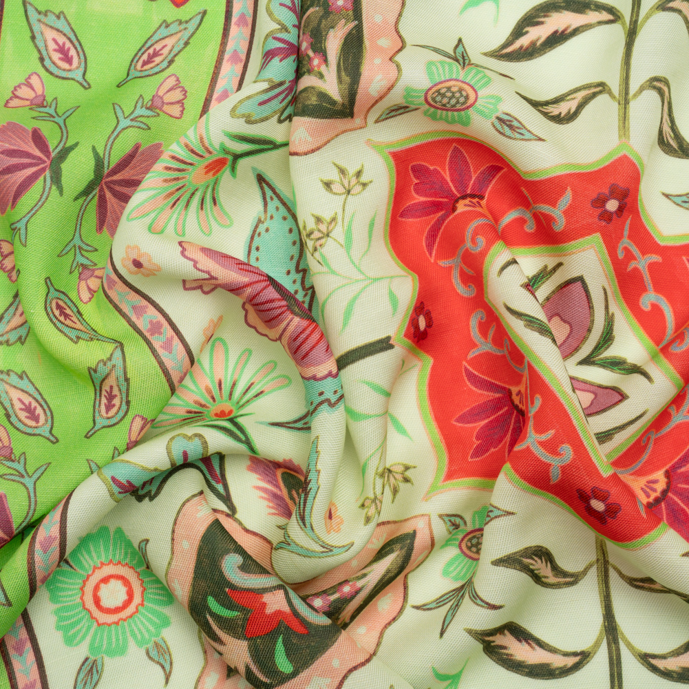 Viscose and Linen Twill Panel – Lime Green and Red Floral – Mood Exclusive Guava Gardens Viscose and Linen Twill Panel – Lime Green and Red Floral – Mood Exclusive Guava Gardens
