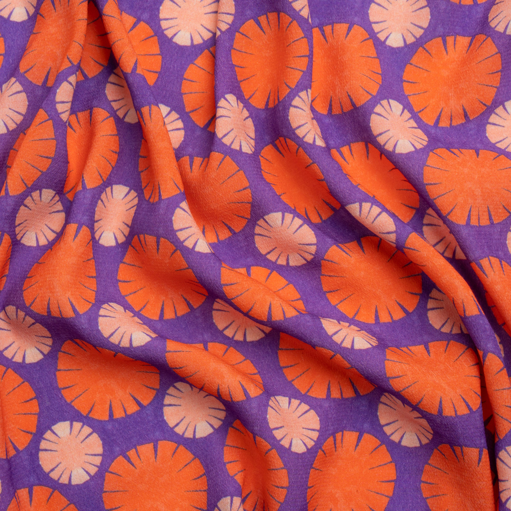 Sustainable Viscose Crepe Print – Purple, Red and Coral Floral Polka Dots – Mood Exclusive Sunshine Grounds Sustainable Viscose Crepe Print – Purple, Red and Coral Floral Polka Dots – Mood Exclusive Sunshine Grounds