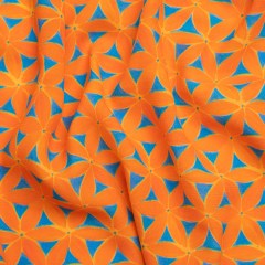 Sustainable Viscose Crepe Print – Orange and Teal Flower Lattice – Mood Exclusive Lovely Lillies Sustainable Viscose Crepe Print – Orange and Teal Flower Lattice – Mood Exclusive Lovely Lillies