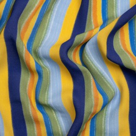 Sustainable Viscose Crepe Print – Blue, Orange and Yellow Stripes – Mood Exclusive Between the Lines Sustainable Viscose Crepe Print – Blue, Orange and Yellow Stripes – Mood Exclusive Between the Lines