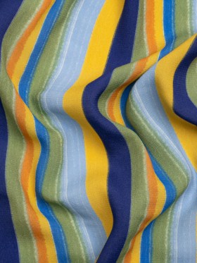 Sustainable Viscose Crepe Print – Blue, Orange and Yellow Stripes – Mood Exclusive Between the Lines Sustainable Viscose Crepe Print – Blue, Orange and Yellow Stripes – Mood Exclusive Between the Lines