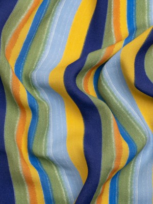 Sustainable Viscose Crepe Print – Blue, Orange and Yellow Stripes – Mood Exclusive Between the Lines Sustainable Viscose Crepe Print – Blue, Orange and Yellow Stripes – Mood Exclusive Between the Lines