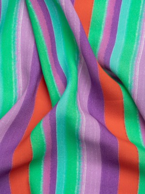 Sustainable Viscose Crepe Print – Purple, Aqua and Coral Stripes – Mood Exclusive Between the Lines Sustainable Viscose Crepe Print – Purple, Aqua and Coral Stripes – Mood Exclusive Between the Lines