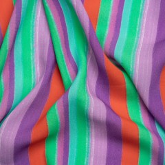 Sustainable Viscose Crepe Print – Purple, Aqua and Coral Stripes – Mood Exclusive Between the Lines Sustainable Viscose Crepe Print – Purple, Aqua and Coral Stripes – Mood Exclusive Between the Lines