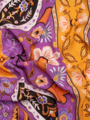 Mood Exclusive Purple Floral Facade Metallic Dotted Crinkled Viscose Crepe Panel Mood Exclusive Purple Floral Facade Metallic Dotted Crinkled Viscose Crepe Panel