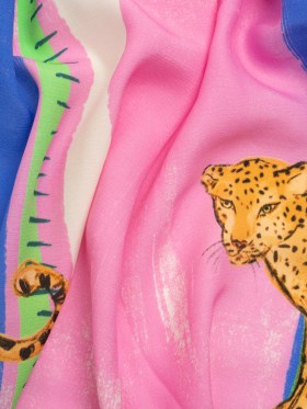Sustainable Viscose Woven Panel – Pink and Blue Jaguar in Square – Mood Exclusive Jaguar Gaze Sustainable Viscose Woven Panel – Pink and Blue Jaguar in Square – Mood Exclusive Jaguar Gaze