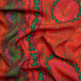 Mood Exclusive Red Let us Lotus Metallic Dotted Crinkled Viscose Crepe Panel Mood Exclusive Red Let us Lotus Metallic Dotted Crinkled Viscose Crepe Panel