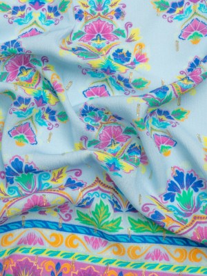 Mood Exclusive Sky Floral Feast Metallic Dotted Crinkled Viscose Crepe Mood Exclusive Sky Floral Feast Metallic Dotted Crinkled Viscose Crepe