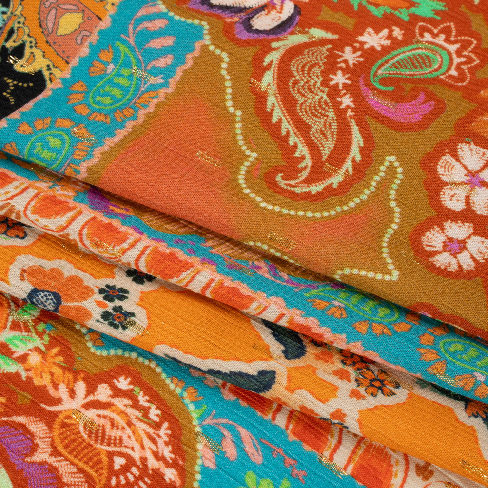 Mood Exclusive Queen of Tangerine Metallic Dotted Crinkled Viscose Crepe Mood Exclusive Queen of Tangerine Metallic Dotted Crinkled Viscose Crepe