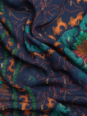 Mood Exclusive Blue Let us Lotus Metallic Dotted Crinkled Viscose Crepe Panel Mood Exclusive Blue Let us Lotus Metallic Dotted Crinkled Viscose Crepe Panel