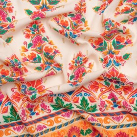 Mood Exclusive Cream Floral Feast Metallic Dotted Crinkled Viscose Crepe Mood Exclusive Cream Floral Feast Metallic Dotted Crinkled Viscose Crepe
