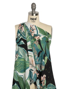 Mood Exclusive Black Jive with Jungle Metallic Dotted Crinkled Viscose Crepe Mood Exclusive Black Jive with Jungle Metallic Dotted Crinkled Viscose Crepe