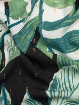 Mood Exclusive Black Jive with Jungle Metallic Dotted Crinkled Viscose Crepe Mood Exclusive Black Jive with Jungle Metallic Dotted Crinkled Viscose Crepe