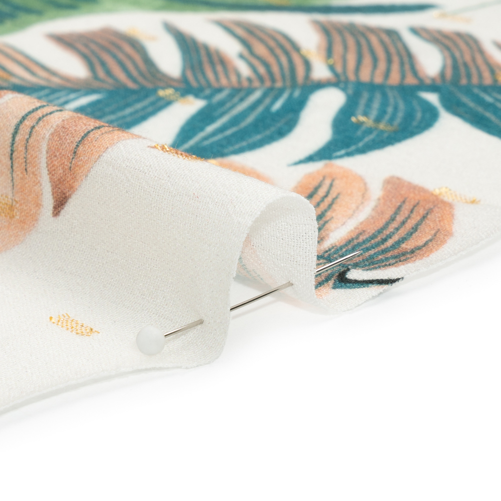 Mood Exclusive White Jive with Jungle Metallic Dotted Crinkled Viscose Crepe Mood Exclusive White Jive with Jungle Metallic Dotted Crinkled Viscose Crepe