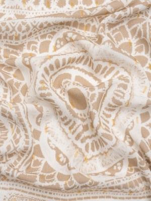 Mood Exclusive Beige Tapestry Tiles Metallic Dotted Crinkled Viscose Crepe Panel Mood Exclusive Beige Tapestry Tiles Metallic Dotted Crinkled Viscose Crepe Panel