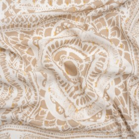 Mood Exclusive Beige Tapestry Tiles Metallic Dotted Crinkled Viscose Crepe Panel Mood Exclusive Beige Tapestry Tiles Metallic Dotted Crinkled Viscose Crepe Panel
