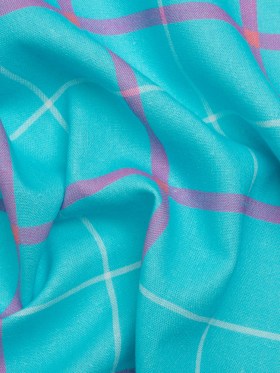 Linen and Rayon Woven Print – Turquoise and Purple Plaid – Mood Exclusive Guest List Linen and Rayon Woven Print – Turquoise and Purple Plaid – Mood Exclusive Guest List