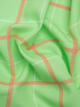 Linen and Rayon Woven Print – Lime Green and Orange Plaid – Mood Exclusive Guest List Linen and Rayon Woven Print – Lime Green and Orange Plaid – Mood Exclusive Guest List