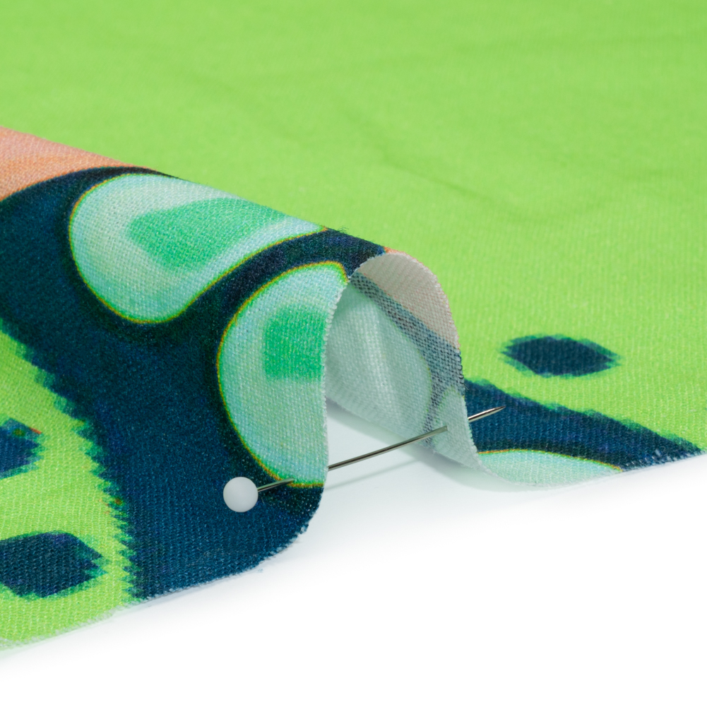 Linen and Rayon Woven Print – Green and Orange Large Pixelated Paisley – Mood Exclusive In the Limelight Linen and Rayon Woven Print – Green and Orange Large Pixelated Paisley – Mood Exclusive In the Limelight