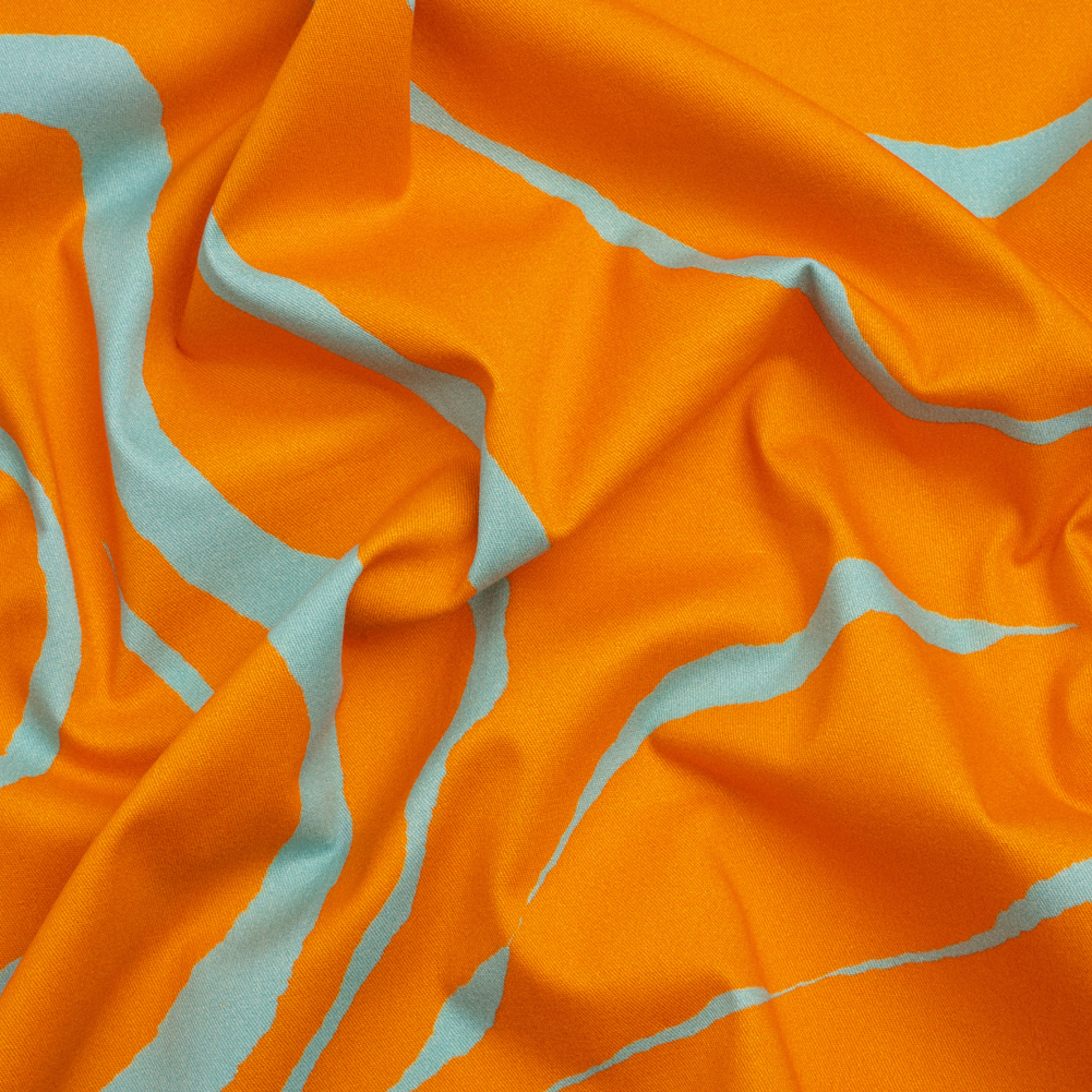 Mood Exclusive Orange Funky Feline Stretch Brushed Cotton Twill Mood Exclusive Orange Funky Feline Stretch Brushed Cotton Twill