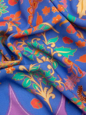 Viscose Crepe Panel – Blue, Purple and Orange Floral Waves – Mood Exclusive Blueberry Bash Viscose Crepe Panel – Blue, Purple and Orange Floral Waves – Mood Exclusive Blueberry Bash
