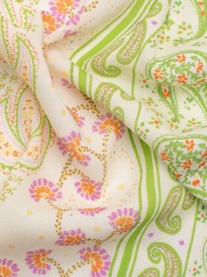 Viscose Crepe Print – Yellow, Lime Green and Pink Floral and Paisley Stripes – Mood Exclusive Lessons in Lilac Viscose Crepe Print – Yellow, Lime Green and Pink Floral and Paisley Stripes – Mood Exclusive Lessons in Lilac