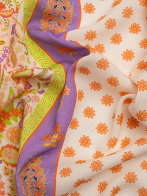 Viscose Crepe Print – Cream, Purple and Lime Green Floral Stripes – Mood Exclusive Spring Fling Viscose Crepe Print – Cream, Purple and Lime Green Floral Stripes – Mood Exclusive Spring Fling