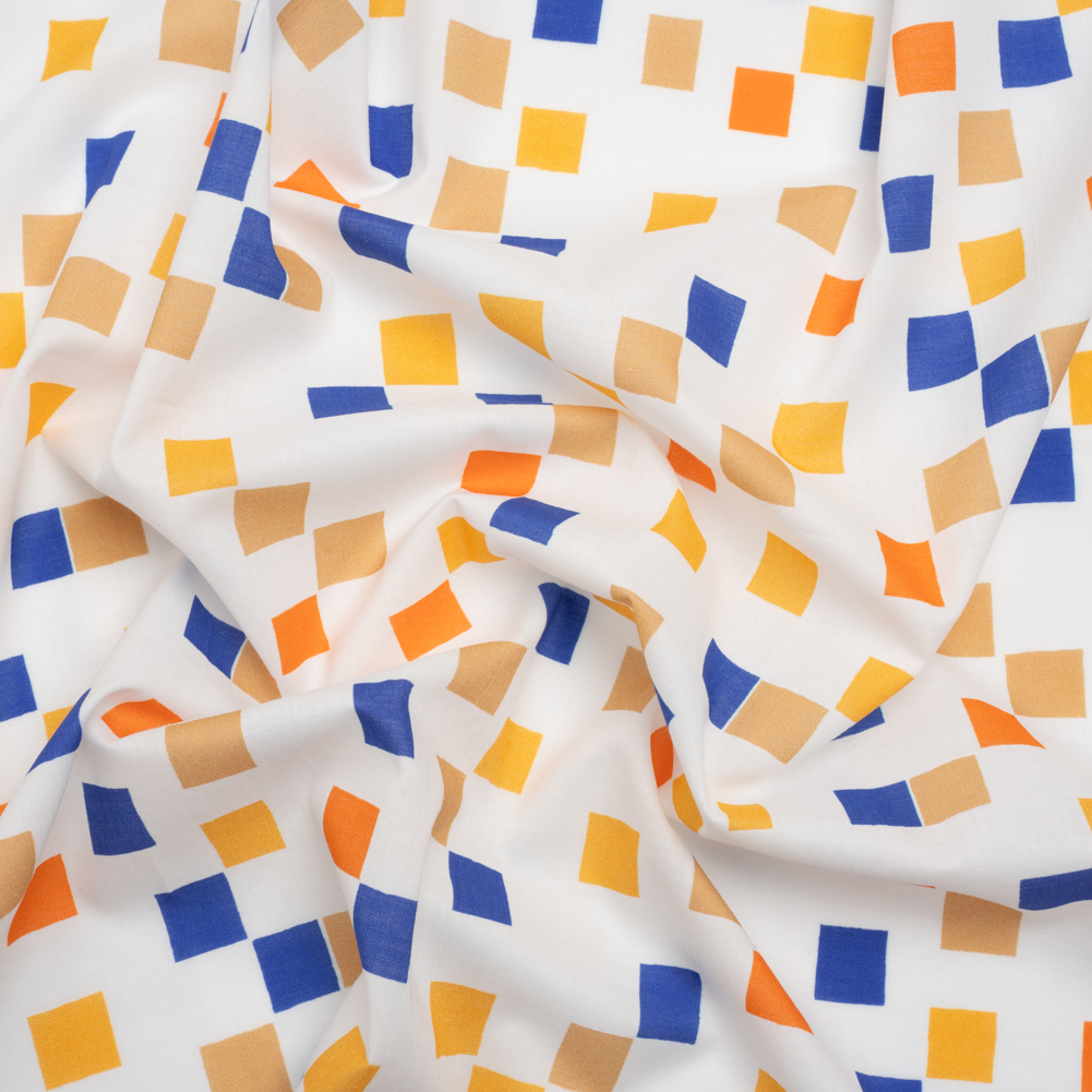 Cotton Voile Print – Blue and Orange Sqare Confetti – Mood Exclusive Cubic Field Cotton Voile Print – Blue and Orange Sqare Confetti – Mood Exclusive Cubic Field