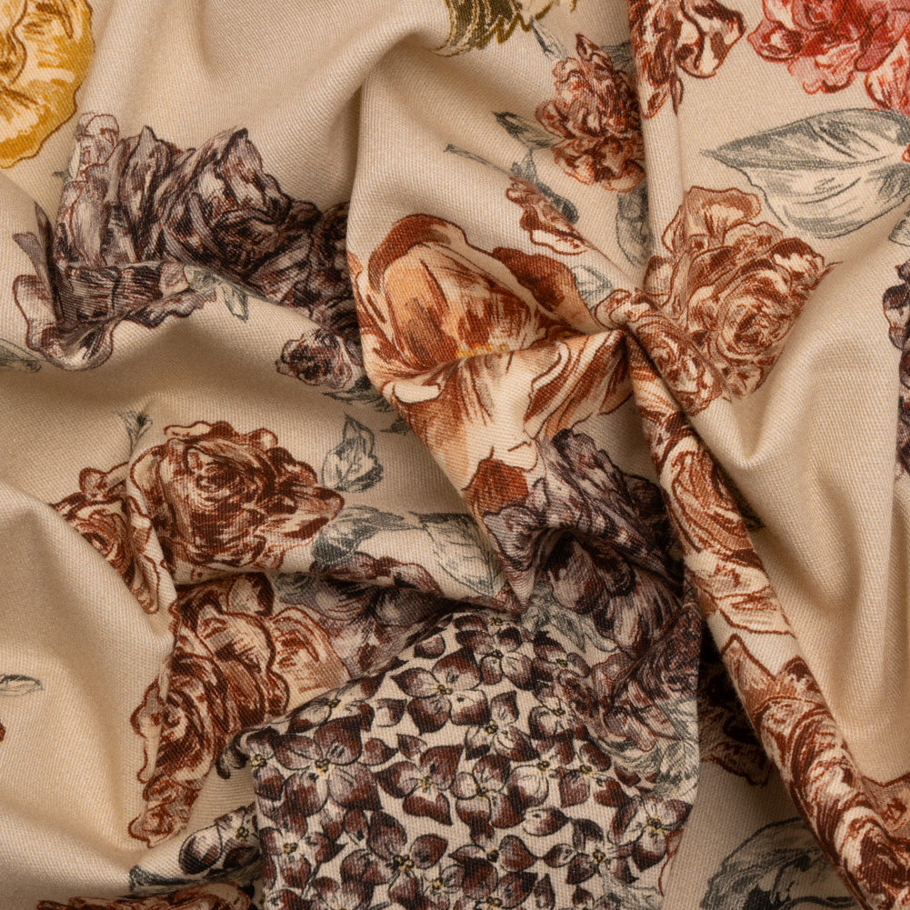 Brushed Stretch Cotton Twill Print – Beige and Brown Floral – Mood Exclusive Lunchtime at Washburn Brushed Stretch Cotton Twill Print – Beige and Brown Floral – Mood Exclusive Lunchtime at Washburn