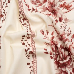 Brushed Stretch Cotton Twill Print – Burgundy and White Floral Stripes – Mood Exclusive Pathway to Paradise Brushed Stretch Cotton Twill Print – Burgundy and White Floral Stripes – Mood Exclusive Pathway to Paradise