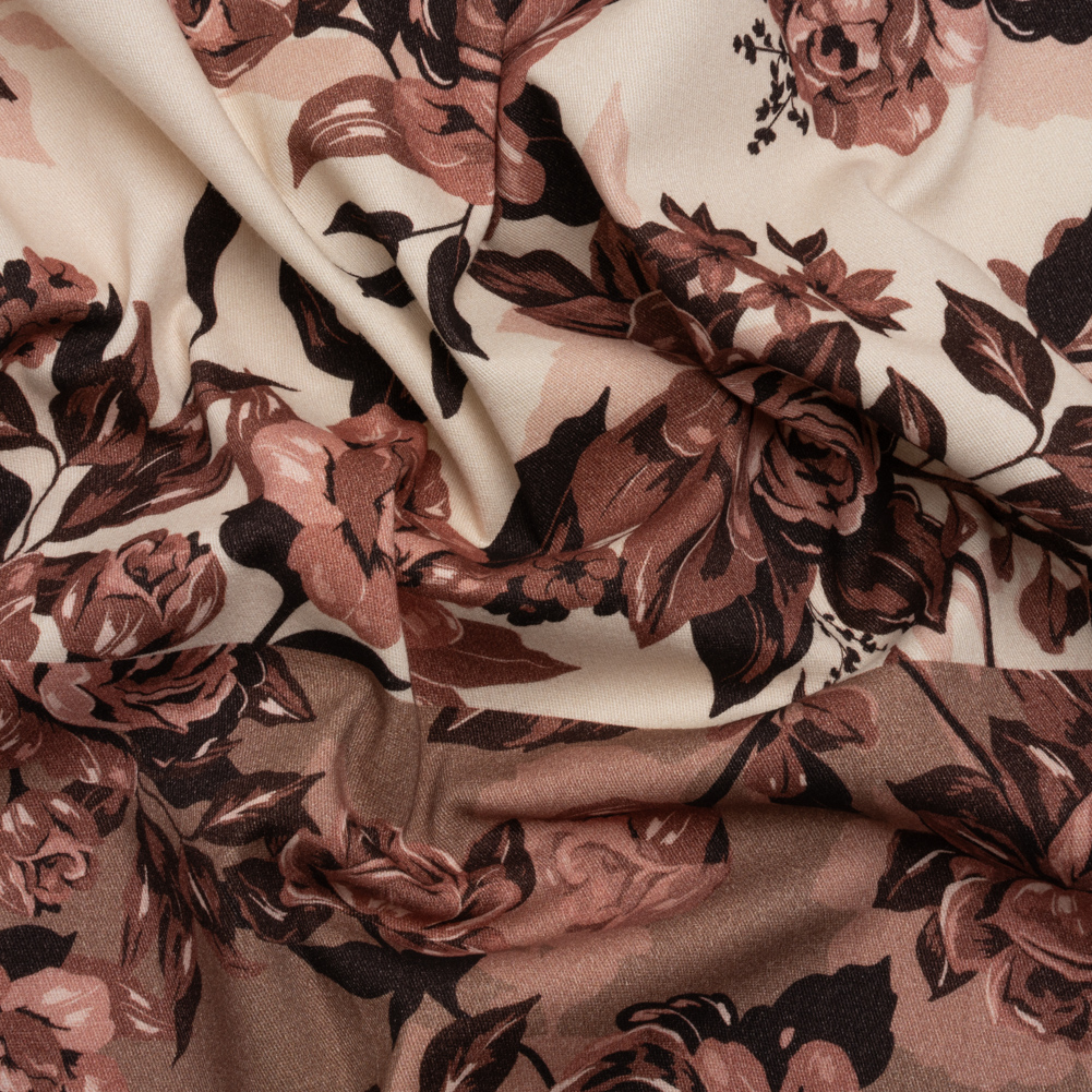 Brushed Stretch Cotton Twill Panel – Wine and Cream Roses – Mood Exclusive Space for Grace Brushed Stretch Cotton Twill Panel – Wine and Cream Roses – Mood Exclusive Space for Grace