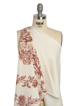 Brushed Stretch Cotton Twill Print – Cranberry Red and White Floral Border Stripes – Mood Exclusive Sanctuary Sketch Brushed Stretch Cotton Twill Print – Cranberry Red and White Floral Border Stripes – Mood Exclusive Sanctuary Sketch