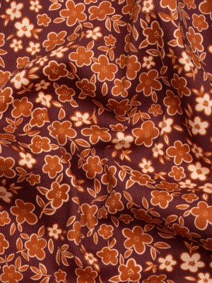 Stretch Cotton Twill Print – Burgundy, Rust and Peach Floral – Mood Exclusive September Sprouts Stretch Cotton Twill Print – Burgundy, Rust and Peach Floral – Mood Exclusive September Sprouts