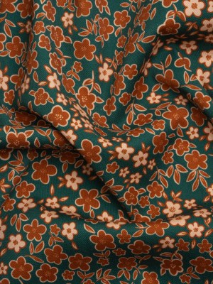 Stretch Cotton Twill Print – Teal, Rust and Peach Floral – Mood Exclusive September Sprouts Stretch Cotton Twill Print – Teal, Rust and Peach Floral – Mood Exclusive September Sprouts