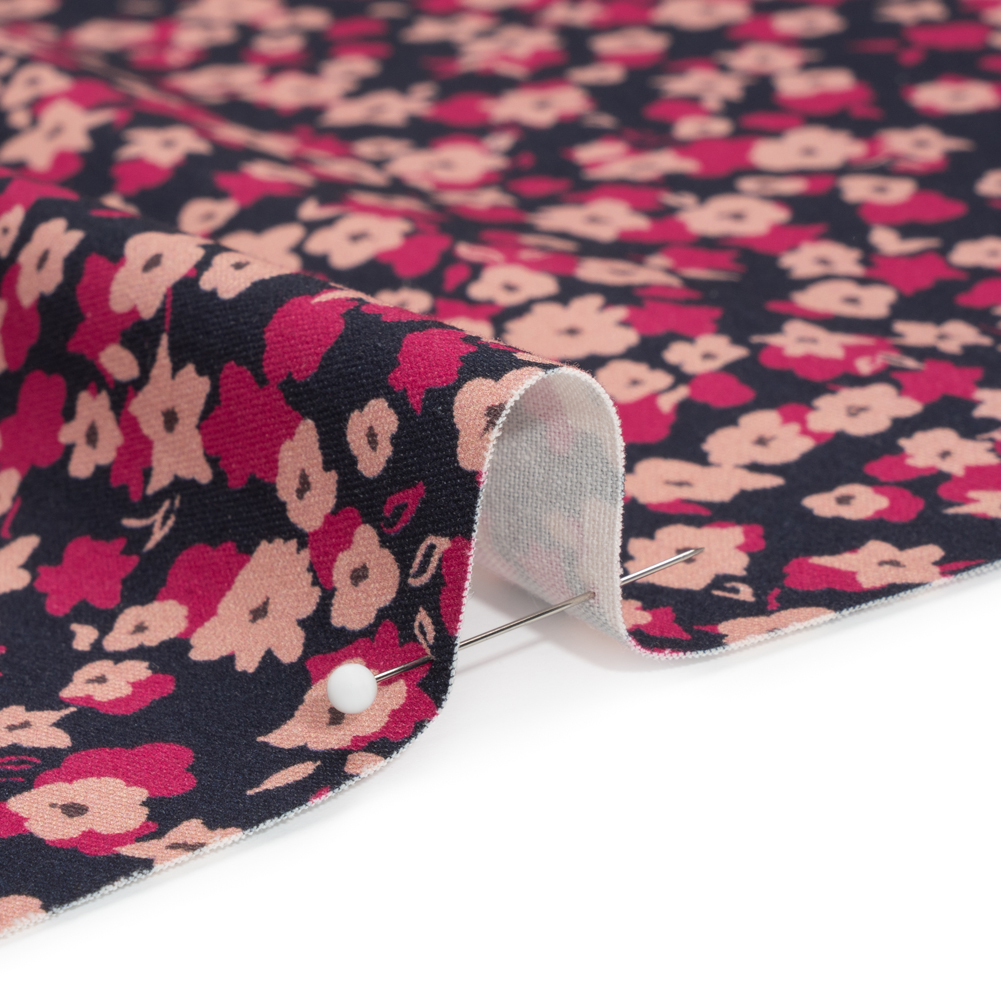 Stretch Cotton Twill Print – Navy and Pink Floral – Mood Exclusive Petals to Pick Stretch Cotton Twill Print – Navy and Pink Floral – Mood Exclusive Petals to Pick