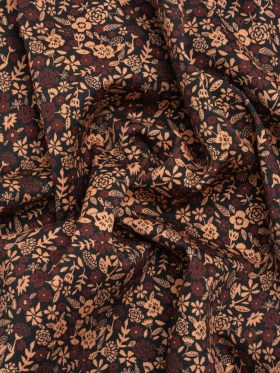Stretch Cotton Twill Print – Black, Pink and Maroon Floral – Mood Exclusive Always in Bloom Stretch Cotton Twill Print – Black, Pink and Maroon Floral – Mood Exclusive Always in Bloom