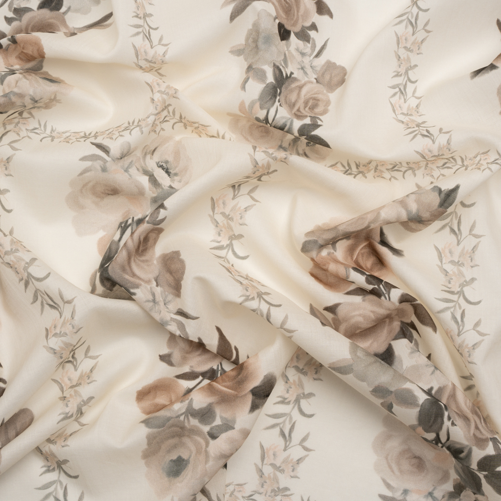 Mood Exclusive Cream Prosaic Petals Cotton Voile Panel Mood Exclusive Cream Prosaic Petals Cotton Voile Panel