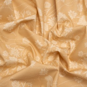Stretch Cotton Poplin Print – Beige Flowers and Dotted Lines – Mood Exclusive Errands of Bees Stretch Cotton Poplin Print – Beige Flowers and Dotted Lines – Mood Exclusive Errands of Bees
