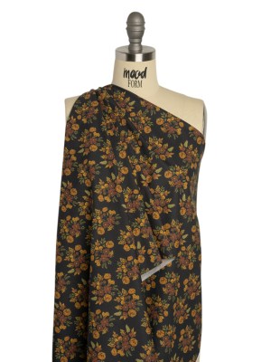 Stretch Cotton Poplin Print – Navy, Rust and Orange Floral – Mood Exclusive Amber Bunches Stretch Cotton Poplin Print – Navy, Rust and Orange Floral – Mood Exclusive Amber Bunches