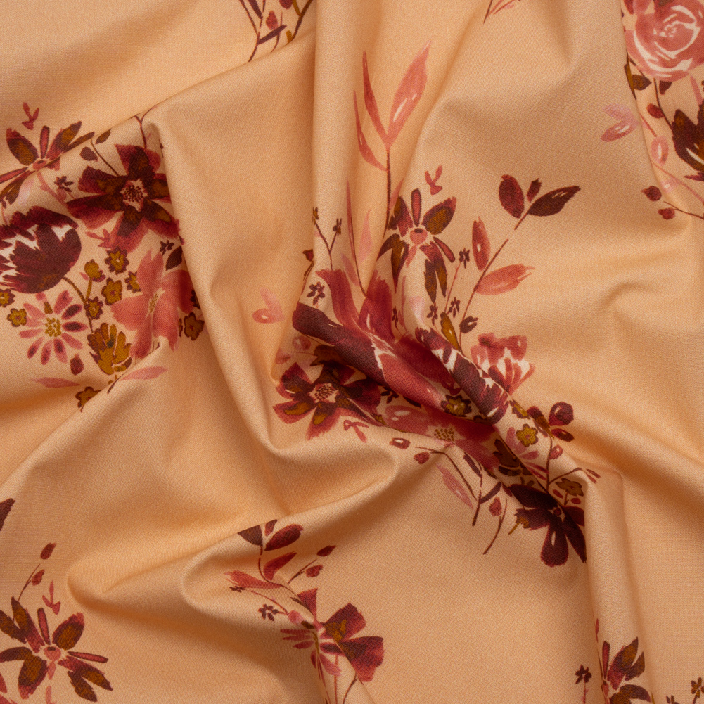 Stretch Cotton Poplin Print – Peach, Pink and Red Floral – Mood Exclusive Powdered Pink Stretch Cotton Poplin Print – Peach, Pink and Red Floral – Mood Exclusive Powdered Pink