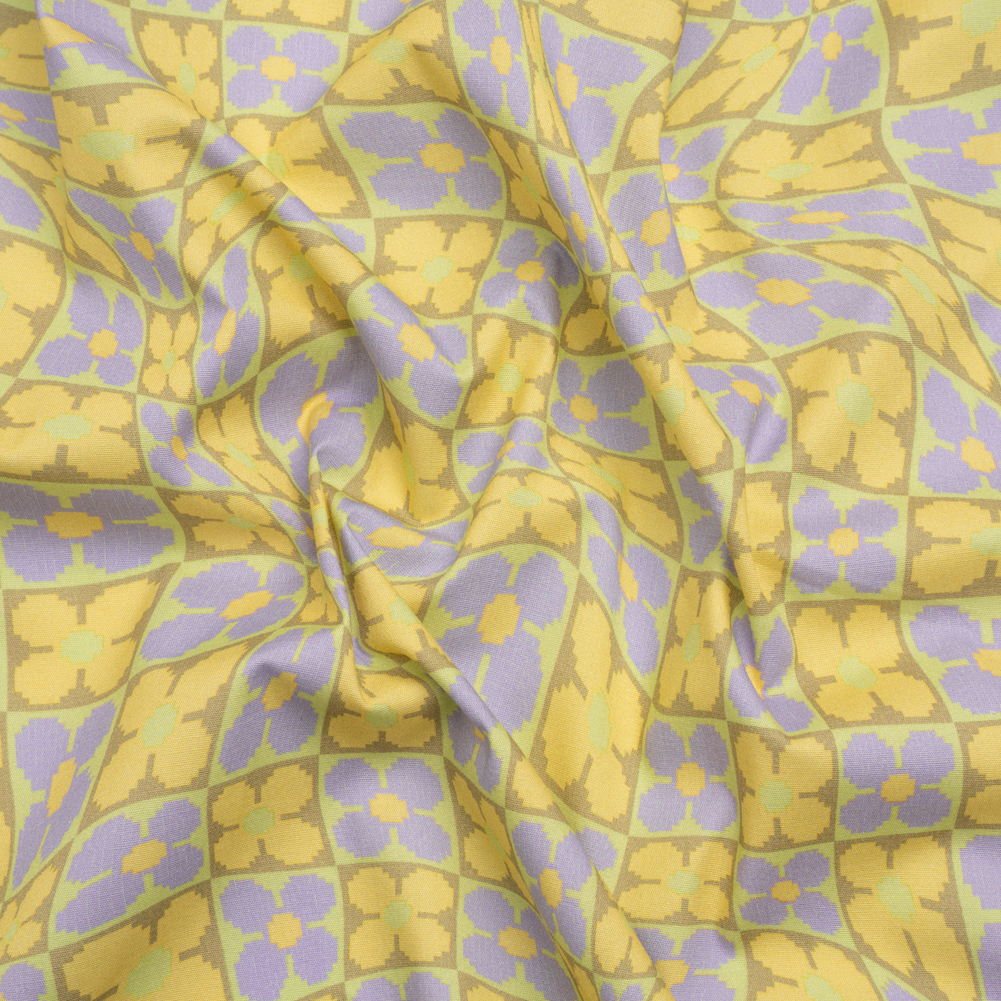 Mood Exclusive Lemon Cyber Checkers Stretch Cotton Poplin Mood Exclusive Lemon Cyber Checkers Stretch Cotton Poplin