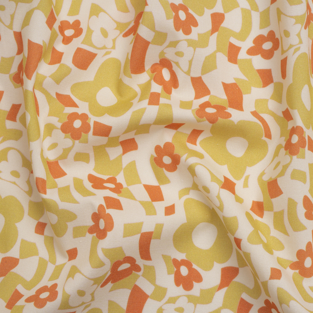Mood Exclusive Orange Puddled Petals Stretch Cotton Poplin Mood Exclusive Orange Puddled Petals Stretch Cotton Poplin
