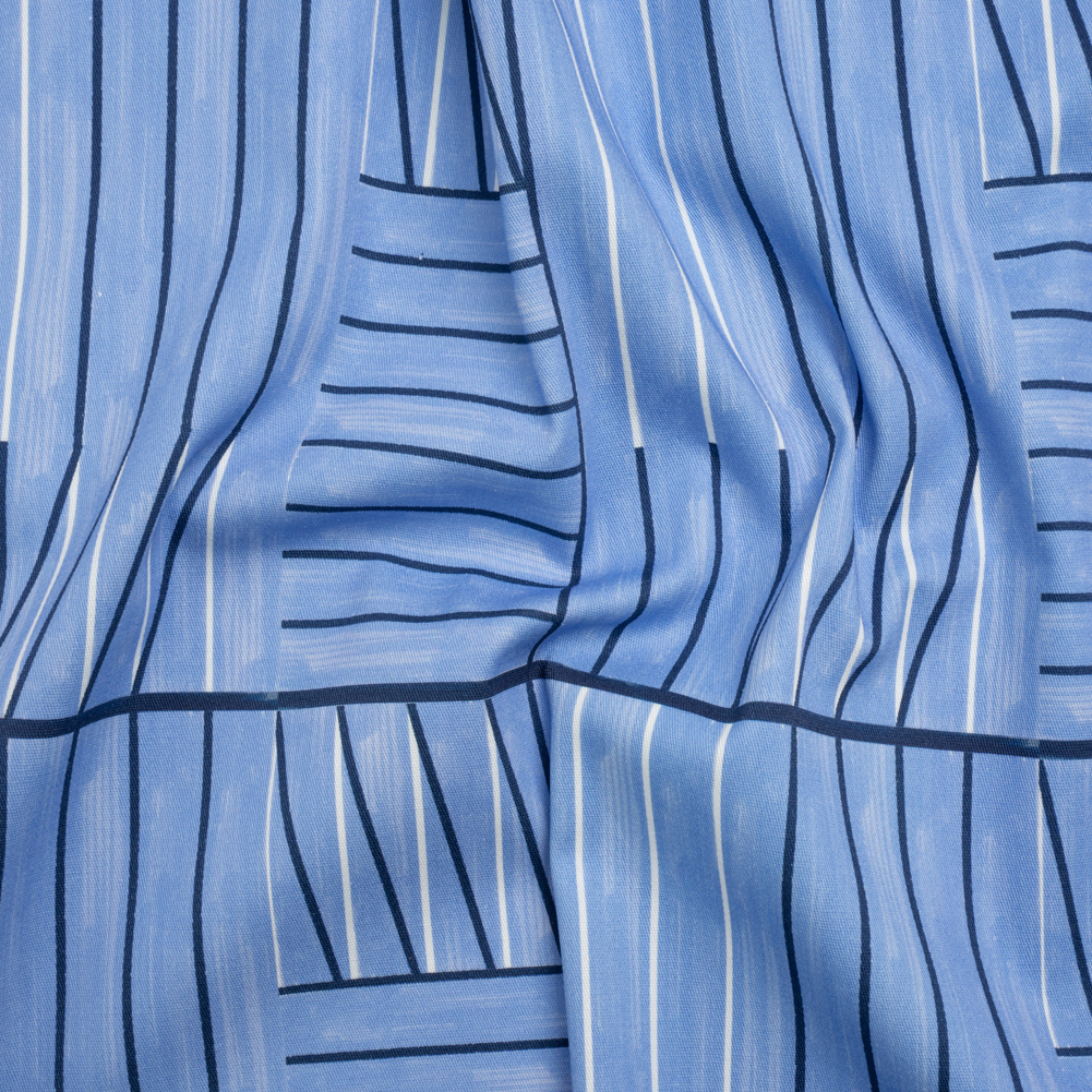 Stretch Cotton Twill Print – Blue Lines in Blocks – Mood Exclusive Structurally Sound Stretch Cotton Twill Print – Blue Lines in Blocks – Mood Exclusive Structurally Sound