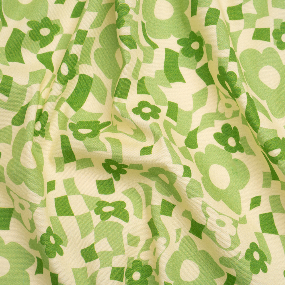 Mood Exclusive Green Puddled Petals Stretch Cotton Poplin Mood Exclusive Green Puddled Petals Stretch Cotton Poplin